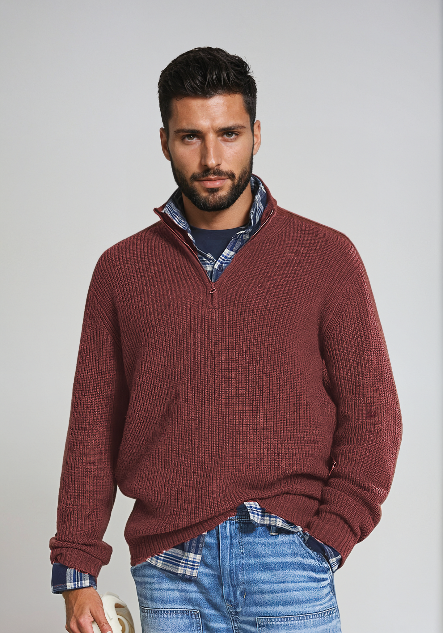 Men’s Half Zip Jumper | Ribbed Sweater for Stylish Layering