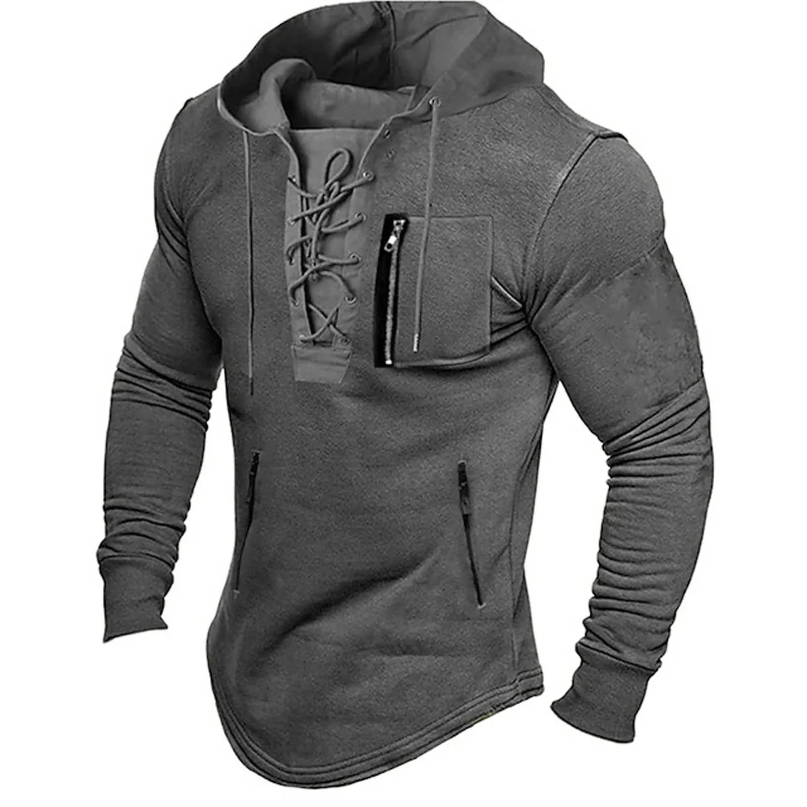 Mens Hoodie Vintage Lace-Up | Classic