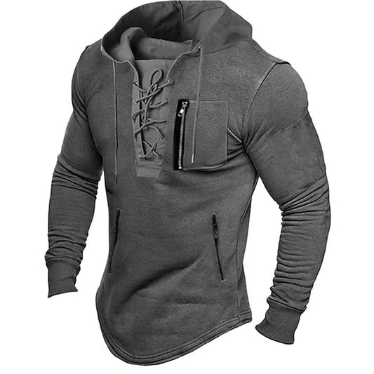 Mens Hoodie Vintage Lace-Up | Classic
