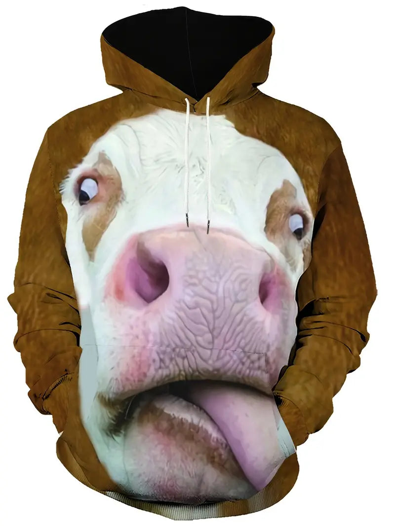 Mens Hoodies Casual | Cow Print