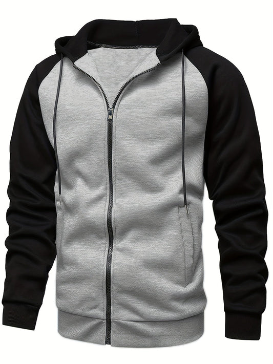 Mens Hoodies Two-Tone with Zipper for Men | Long Sleeves