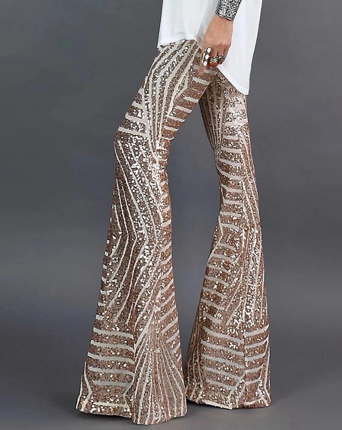 Pantalons Évasés A Paillettes Pour Femmes | Glamour