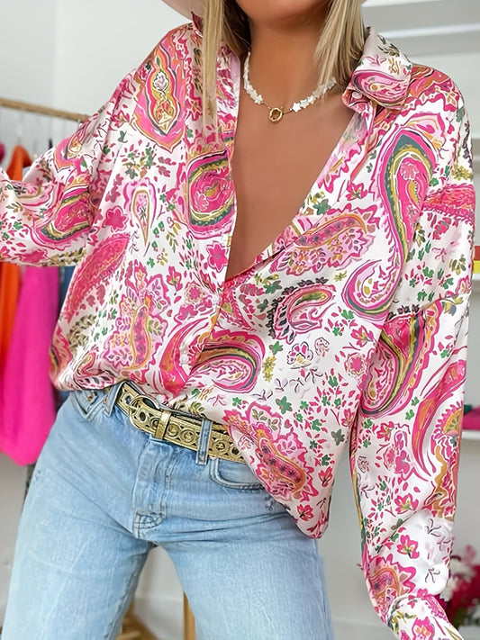 Women's Paisley Print Shirt | Button-Down Collar