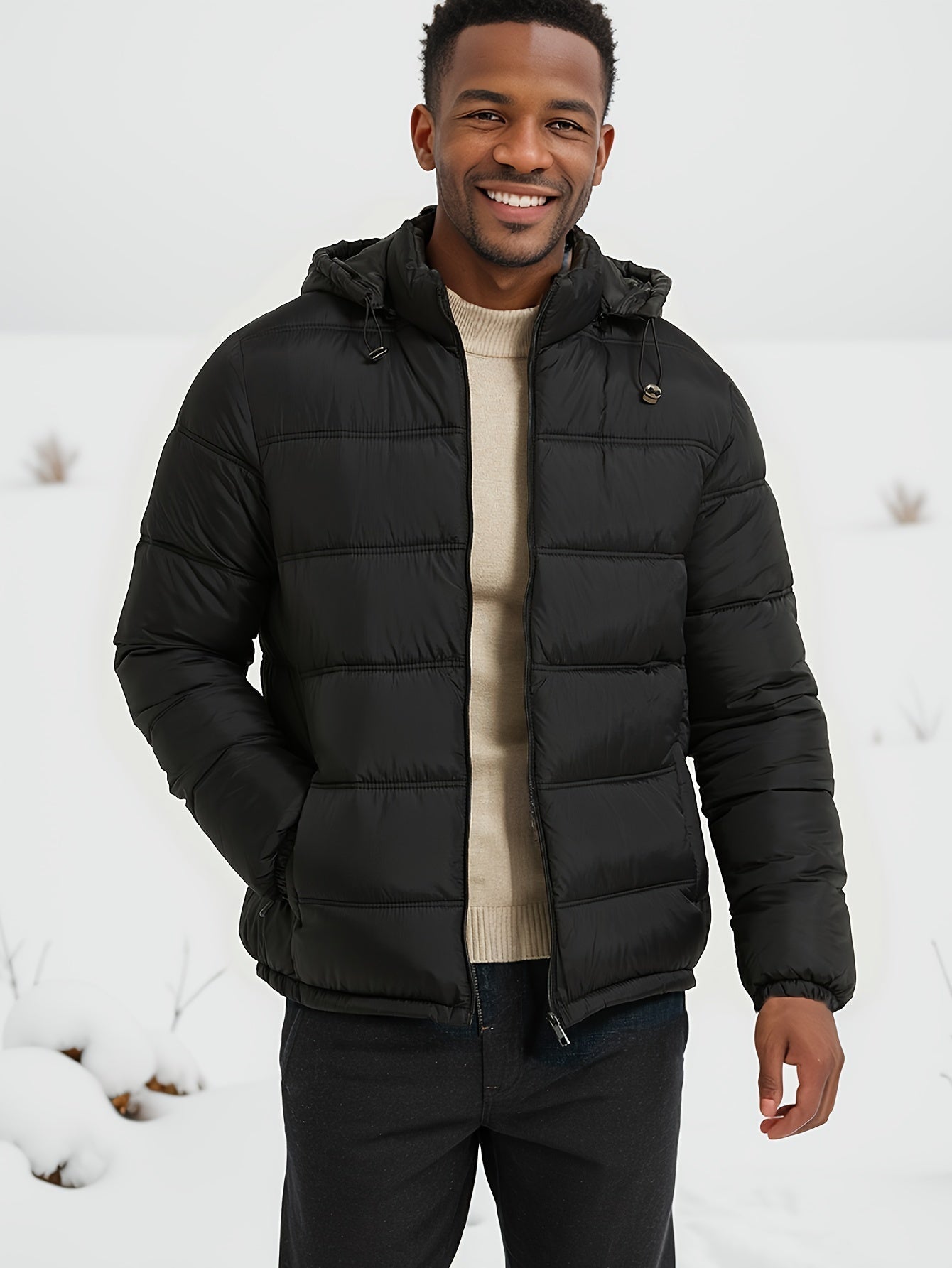 Mens Puffer Jacket with Hood | Functional Design