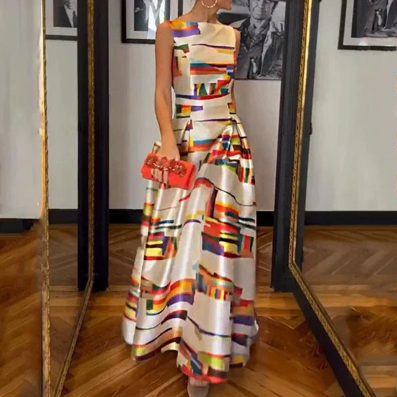 Robe De Soirée Élégante Sans Manches pour Femmes | Longueur Maxi en A