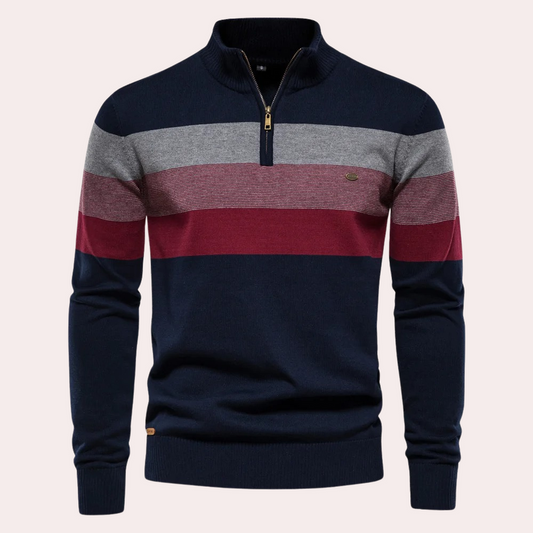 Men’s Stylish Striped Half Zip Sweater Half Zip | Casual