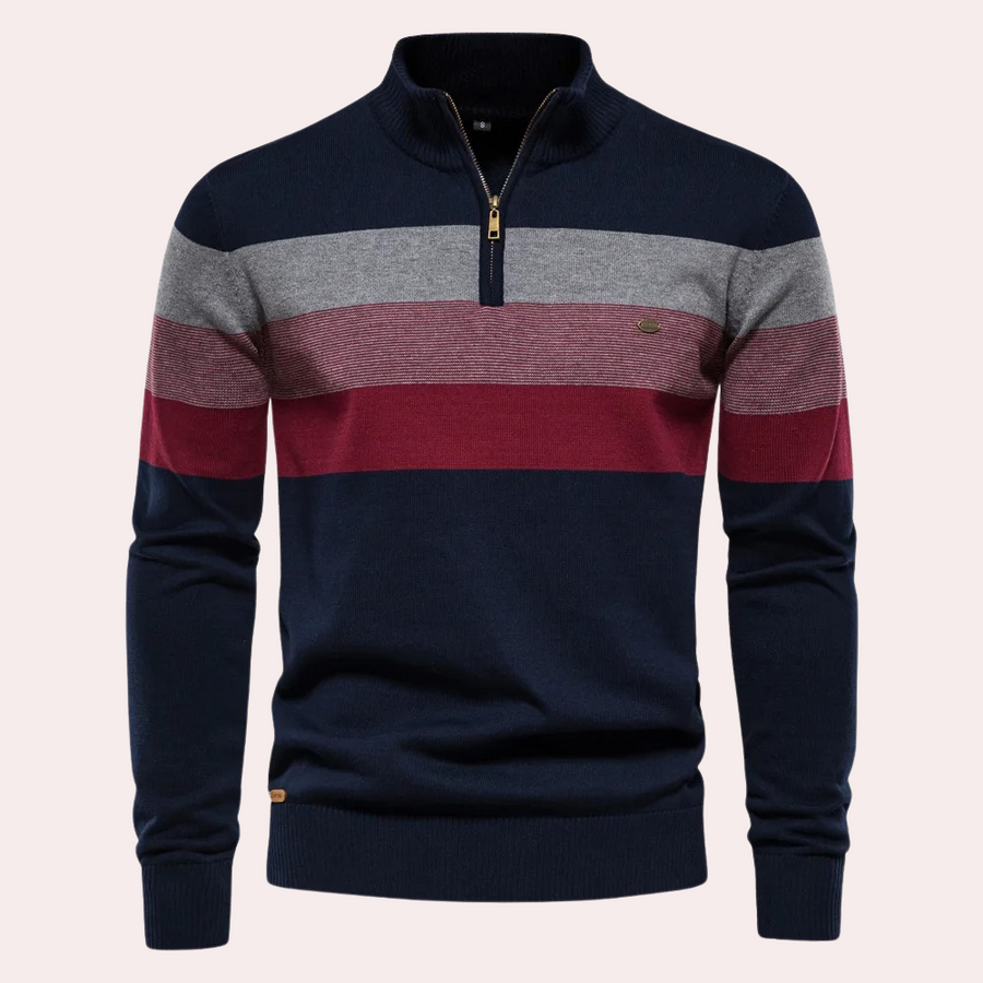 Men’s Stylish Striped Half Zip Sweater Half Zip | Casual