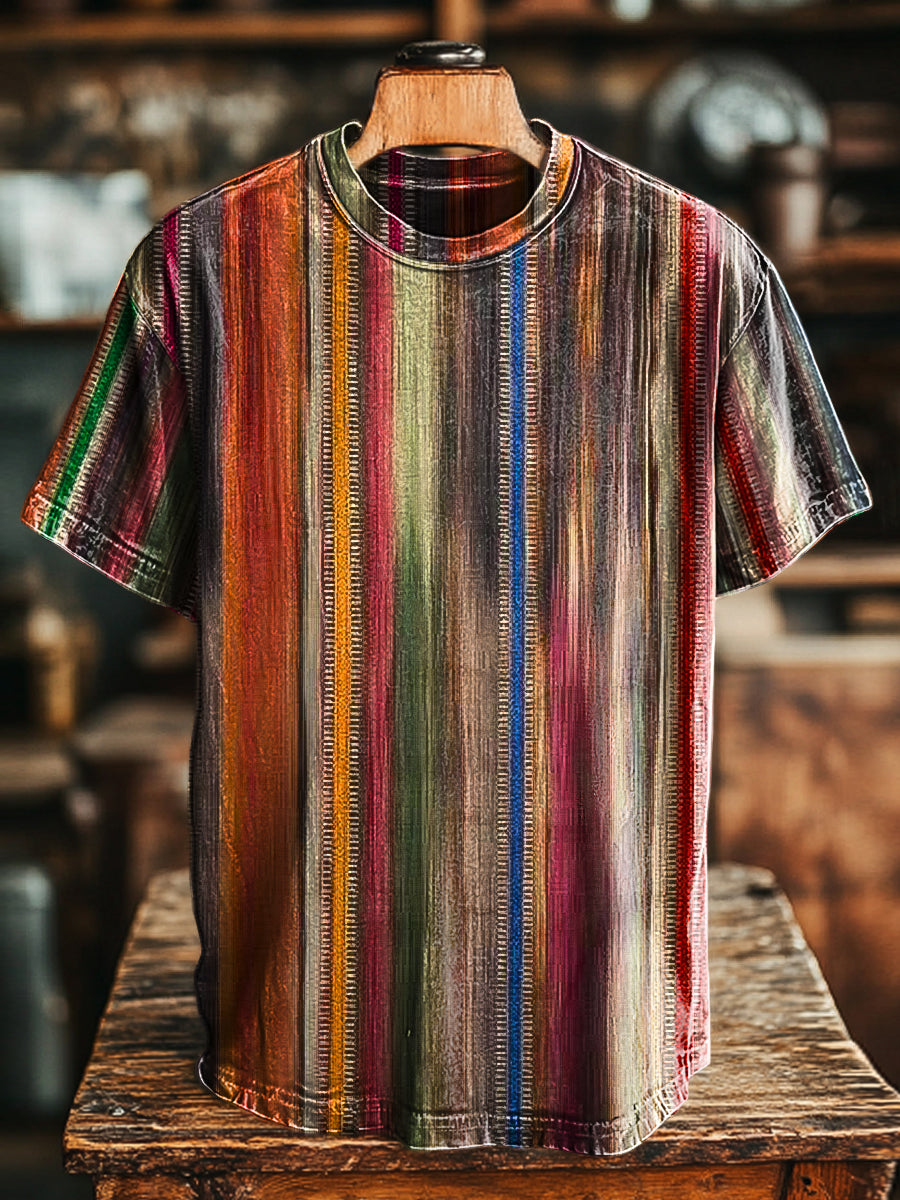 T-Shirt Unisexe A manches Courtes Rayé Coloré | Décontracté