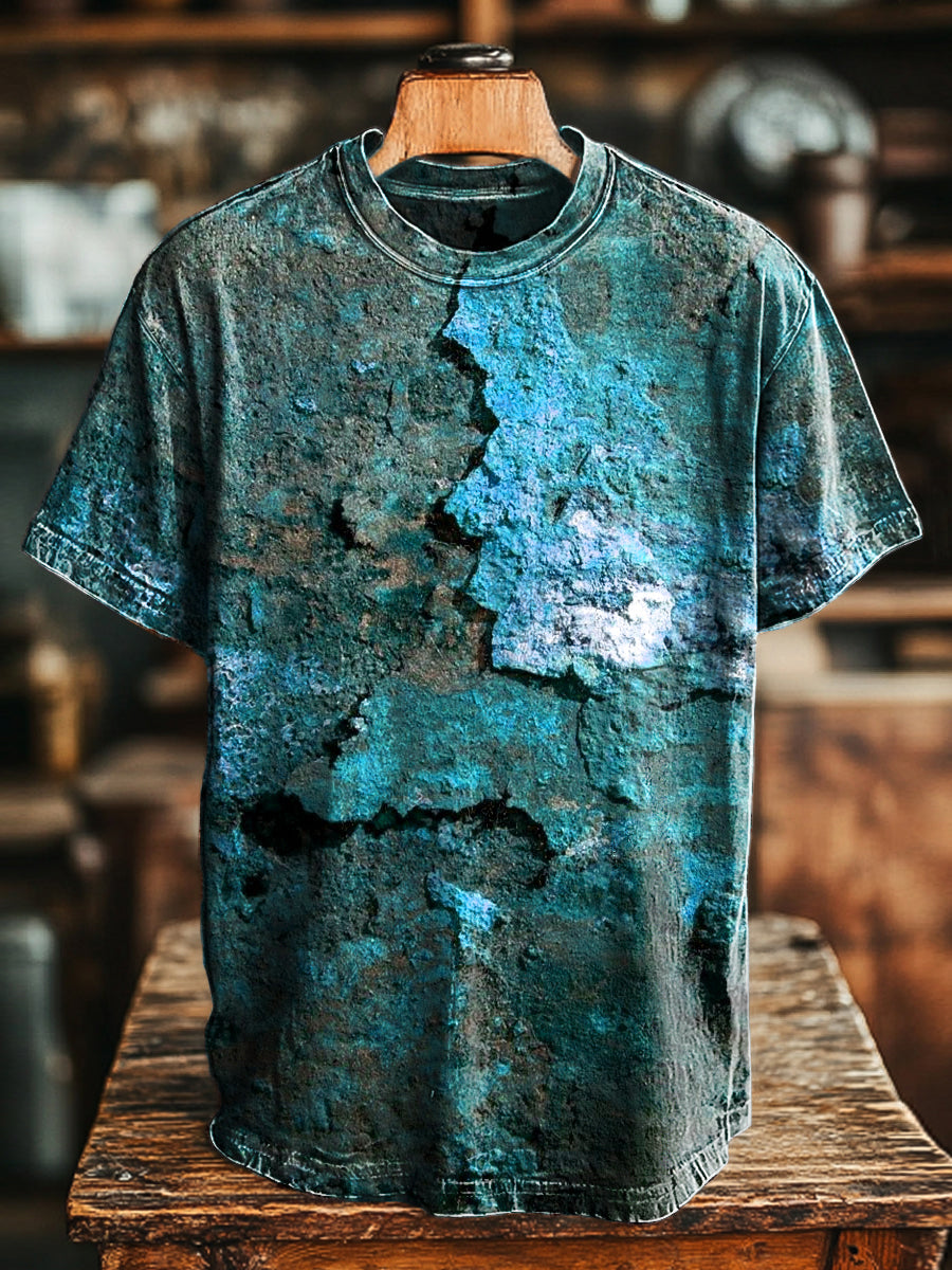 T-Shirt Unisexe Ample Avec Imprimé Rouille Rétro | Manches Courtes Pour Le Printemps Et L'été