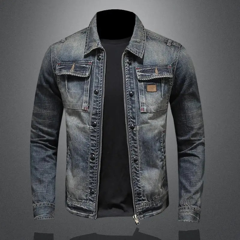 Veste En Denim Ajustée Pour Hommes | Style Rétro