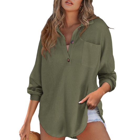 Women’s Button V-Neck Tunic Blouse