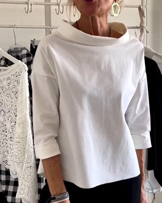 Women’s Modern High-Collar Top | Structured Outline