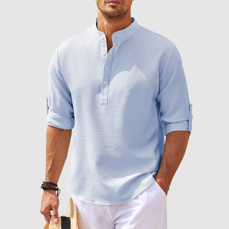 Chemise Henley Décontractée A Manches Longues Pour Hommes | Classique