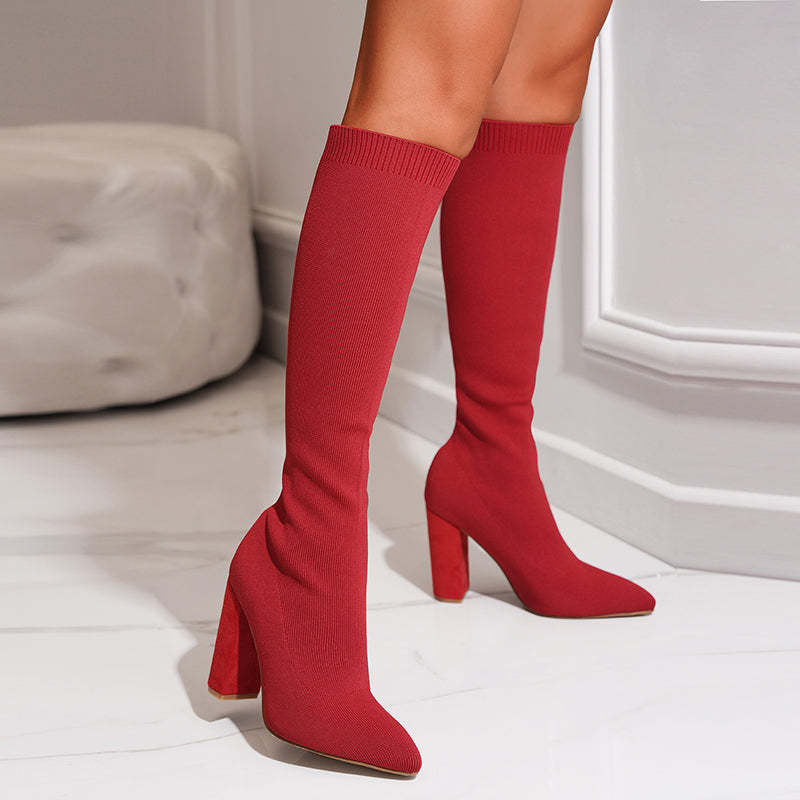 Women’s Stylish Knee High Boots | Stretch Fit Block Heel