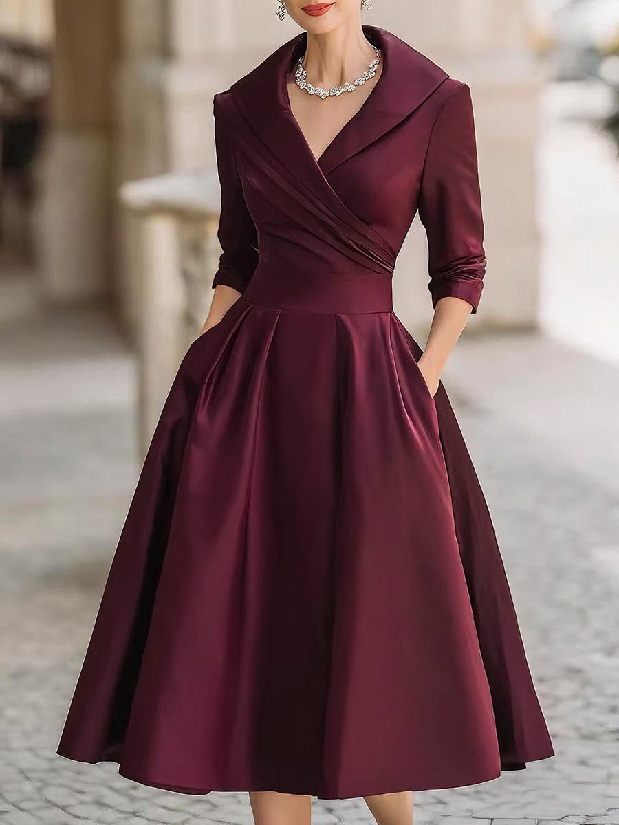 Women’s Wrap Collar Evening Dress | Midi