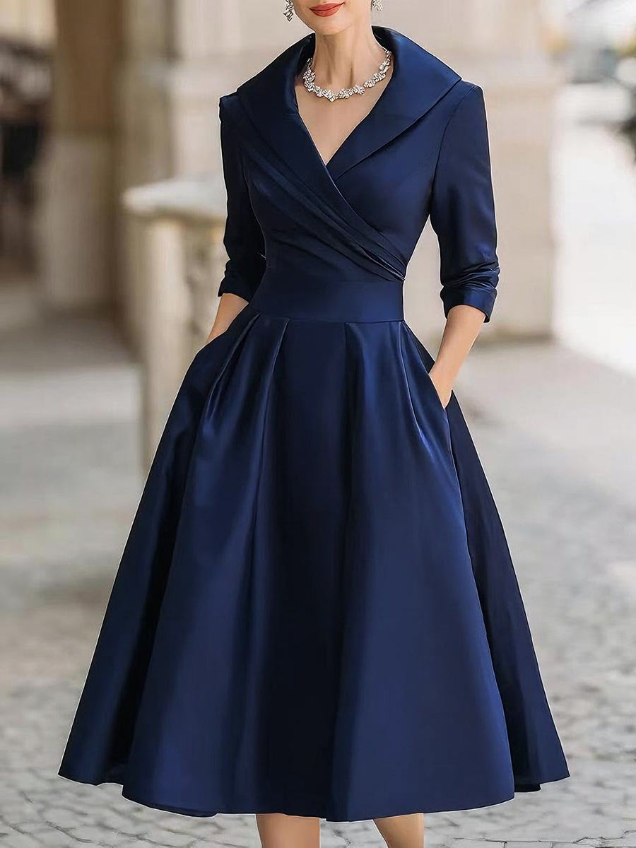 Women’s Wrap Collar Evening Dress | Midi