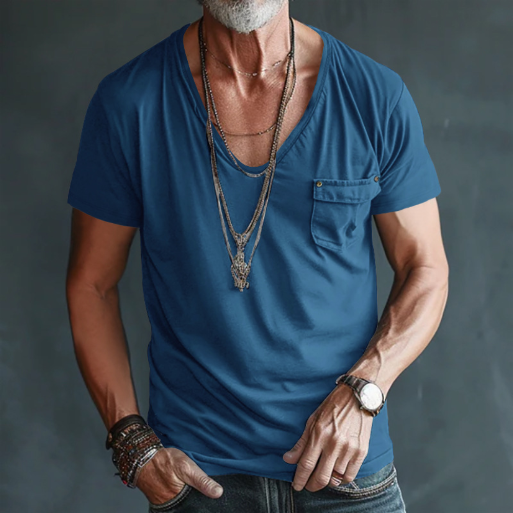T-Shirt Décontracté V-Neck Pour Homme | Classique