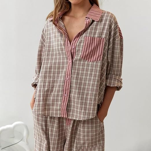 Ensemble Deux Pièces a Carreaux Chic Pour Femmes | Stylé