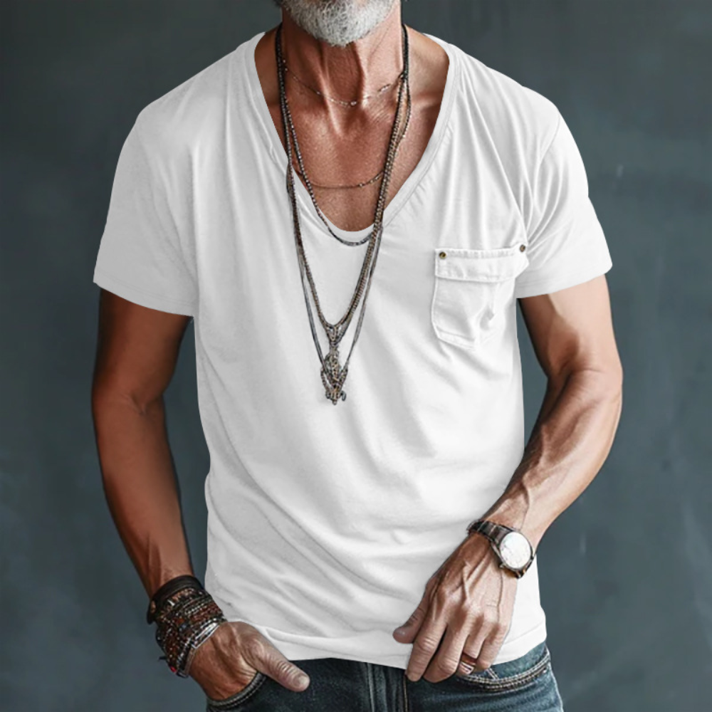 T-Shirt Décontracté V-Neck Pour Homme | Classique