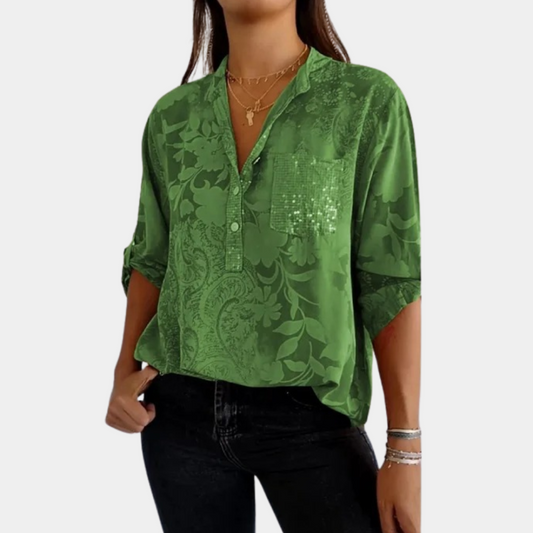 Chic Floral Blouse for Women | Long Sleeves