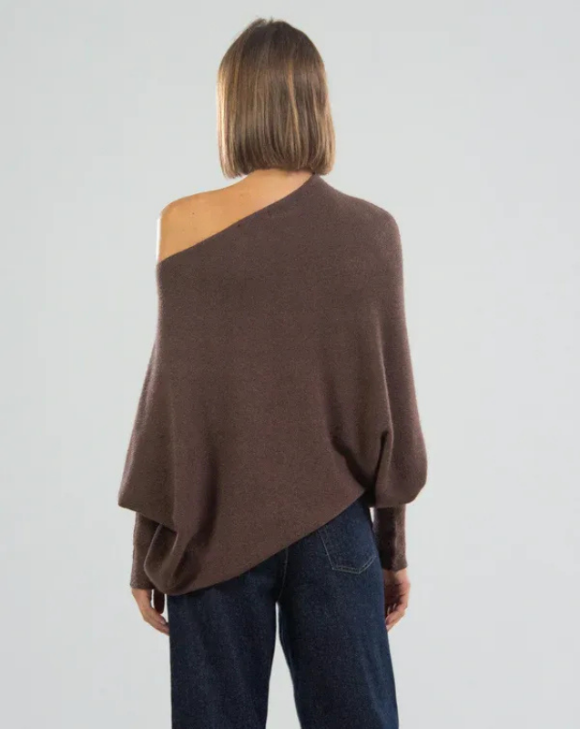 Women’s Off-Shoulder Knit with Swing Collar | Refined Look