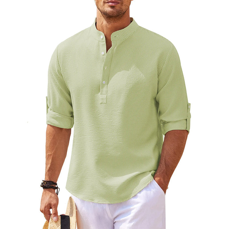 Chemise Henley Décontractée A Manches Longues Pour Hommes | Classique