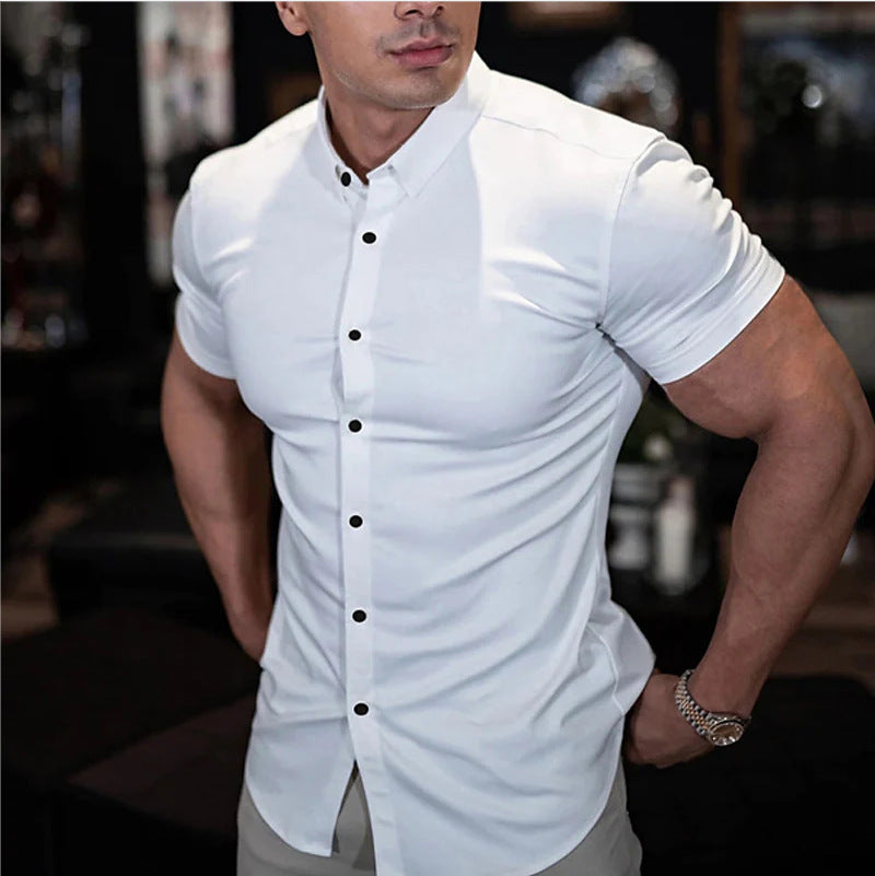 Chemise Slim Fit Élégante Pour Hommes | Manches Courtes