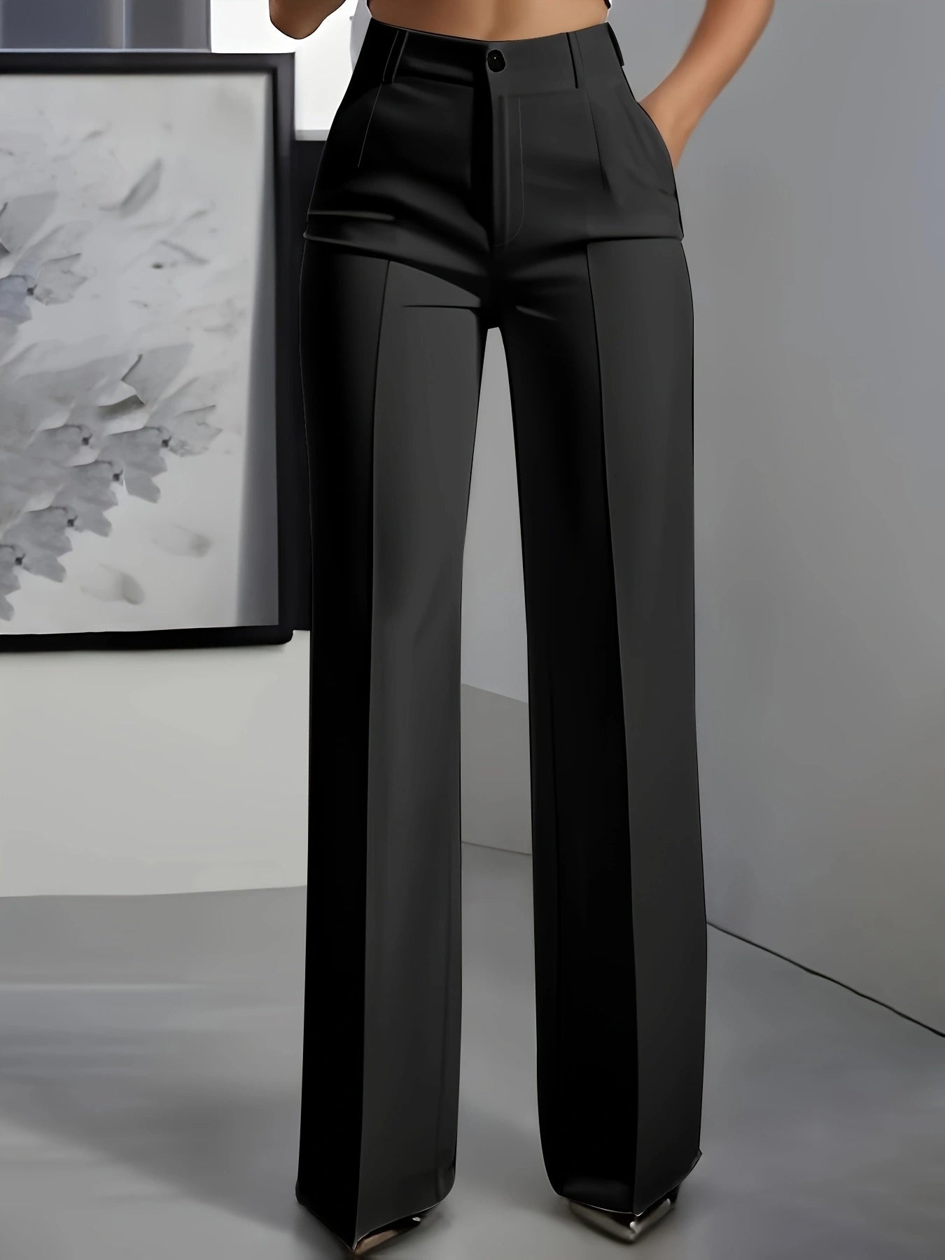 Womens Wide Leg Trousers | Elegant High-Waist