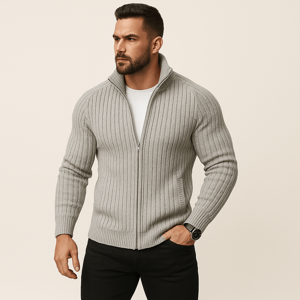 Gilet A Zip Côtelé Stylé Pour Hommes | Tendance