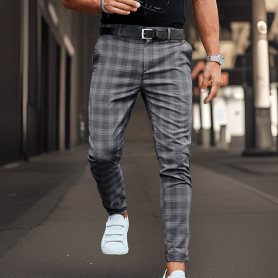 Mens Chinos Slim Fit | Plaid Pattern