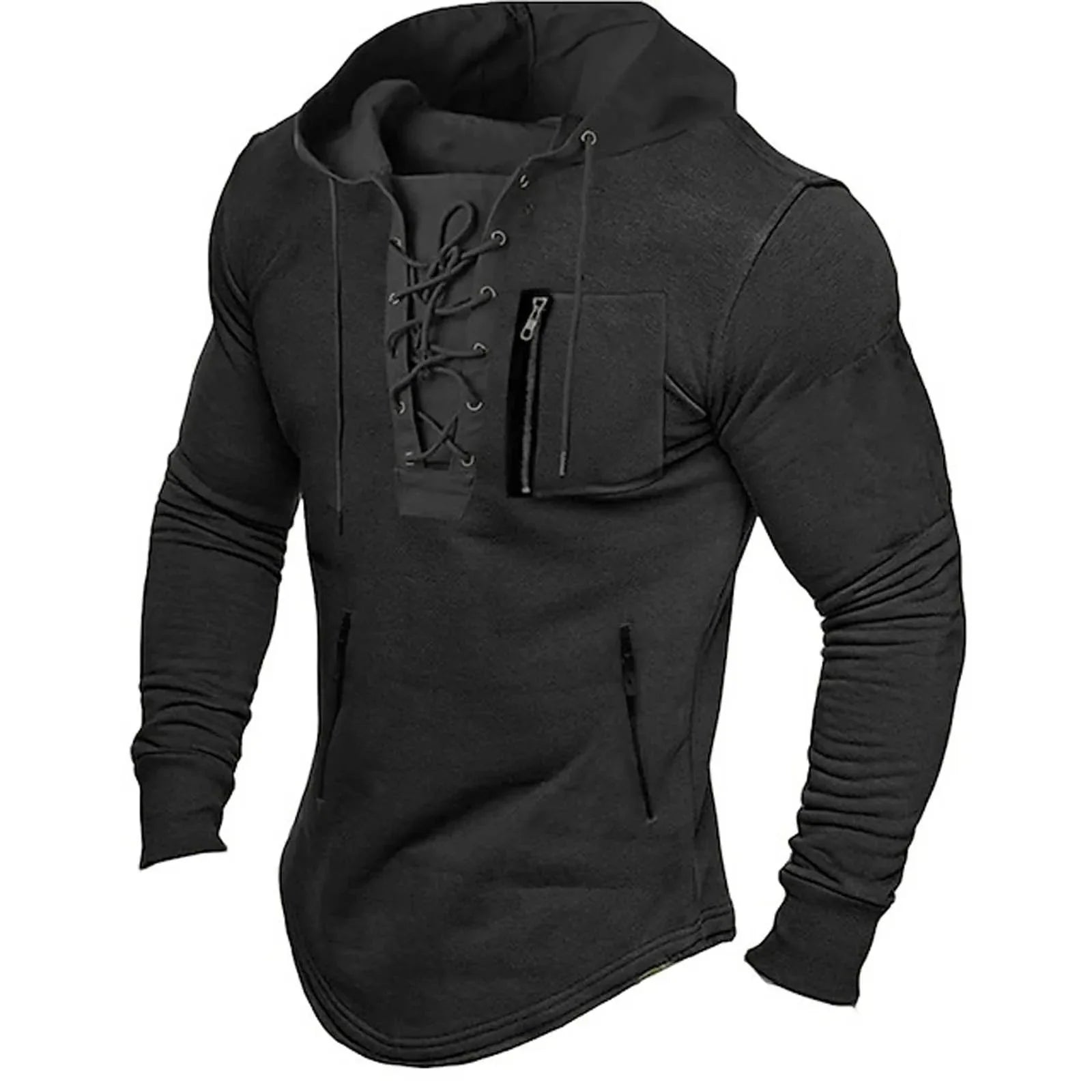 Mens Hoodie Vintage Lace-Up | Classic