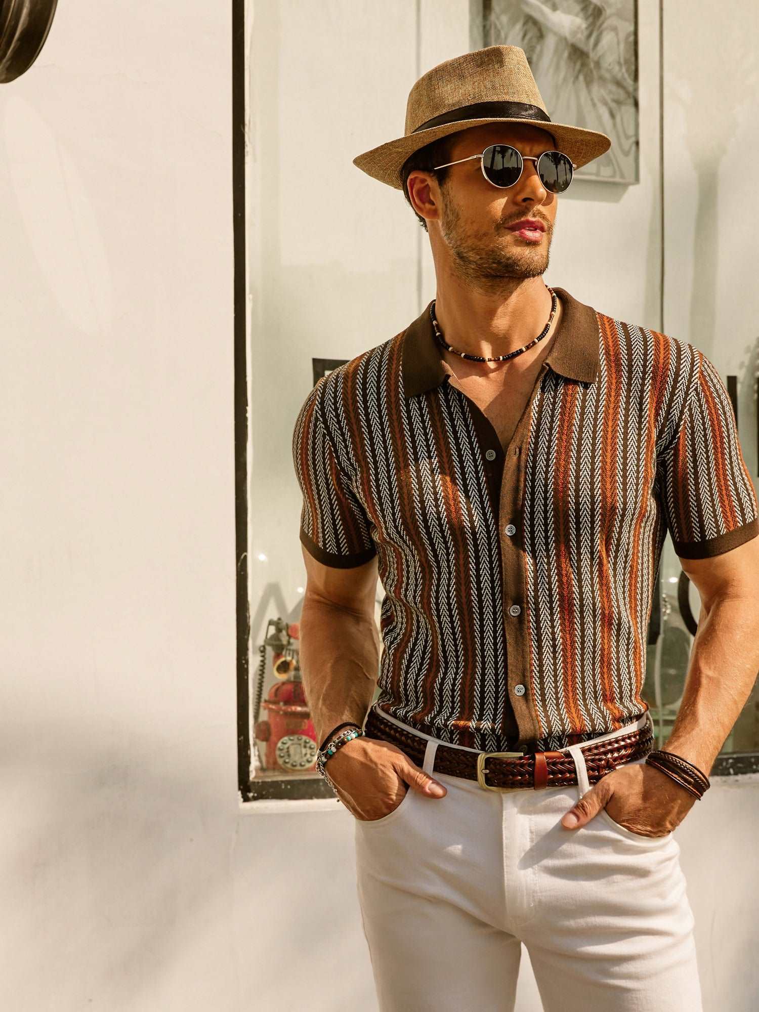 Polo Rayé Rétro Pour Hommes | Décontracté