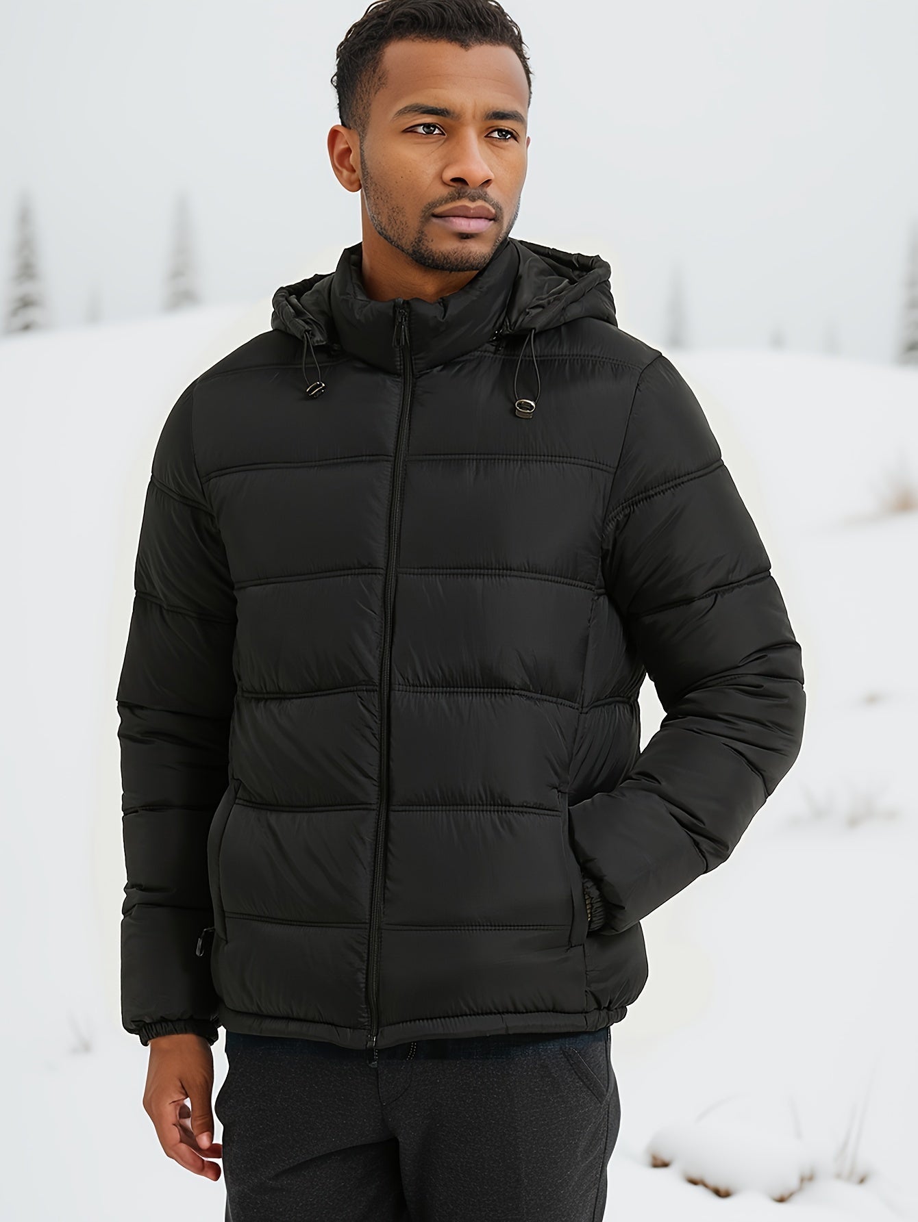 Mens Puffer Jacket with Hood | Functional Design