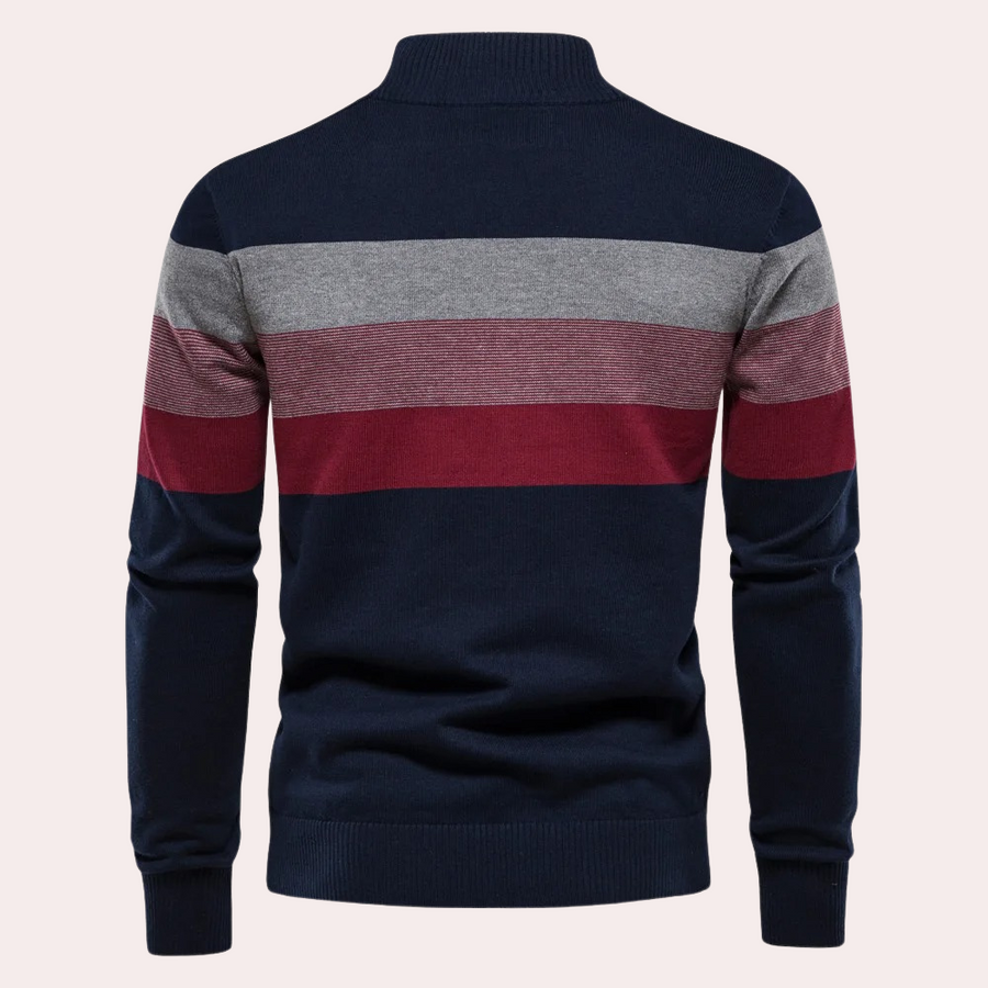 Men’s Stylish Striped Half Zip Sweater Half Zip | Casual