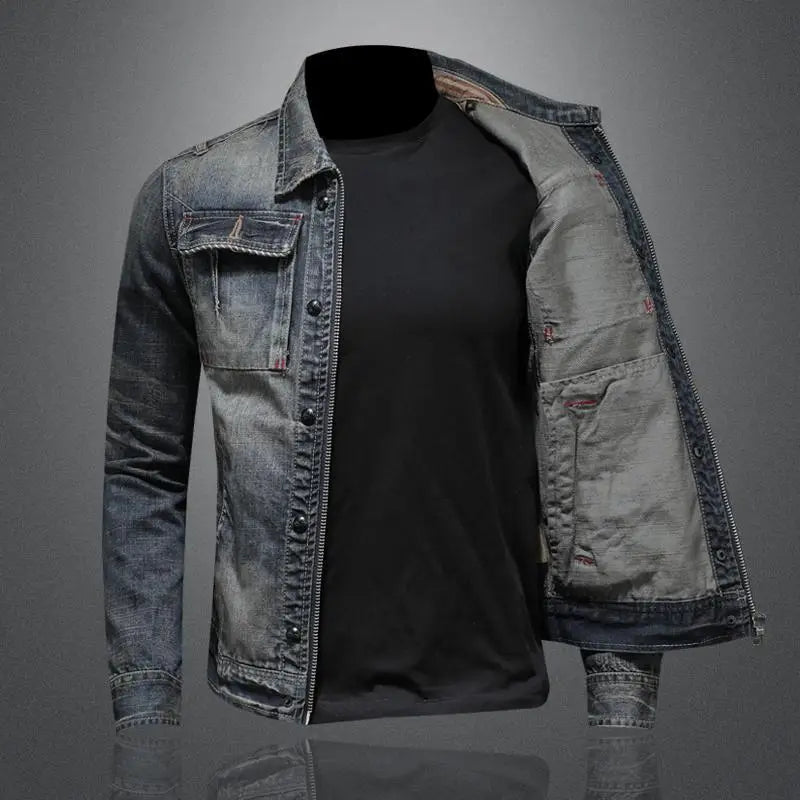 Veste En Denim Ajustée Pour Hommes | Style Rétro