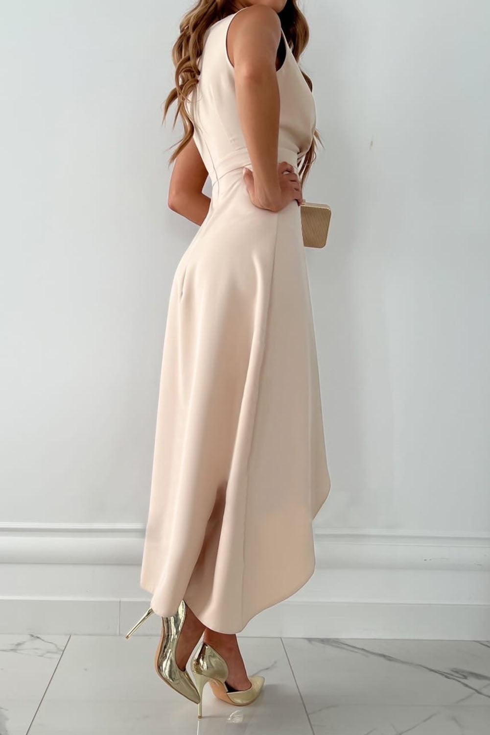 Womens Wedding Guest Dress | V-Neck and Asymmetrical Hem