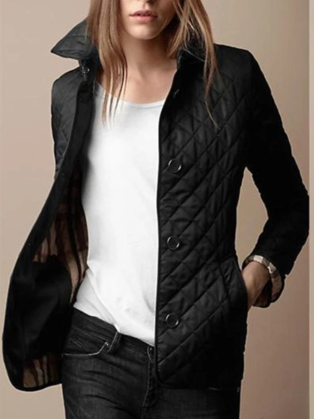 Women’s Quilted Jacket | Turned-Down Collar