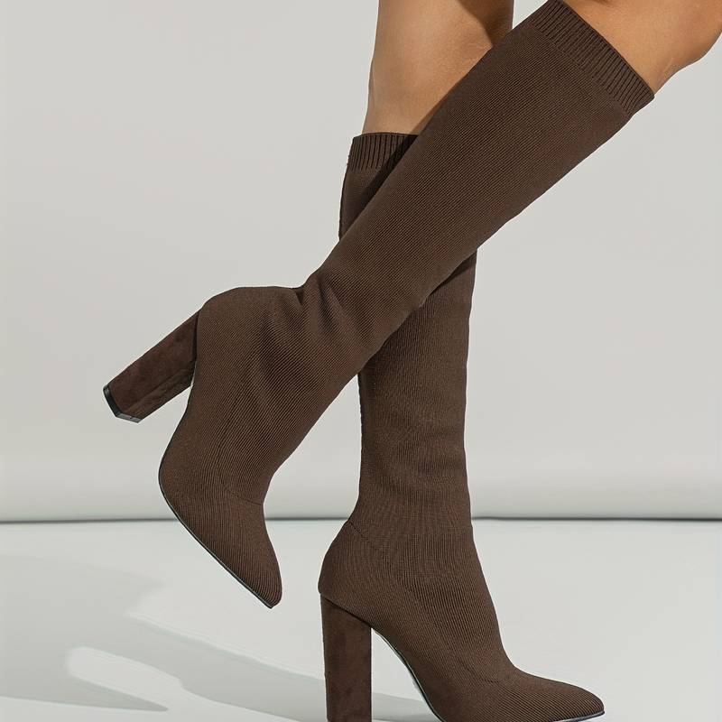 Women’s Stylish Knee High Boots | Stretch Fit Block Heel
