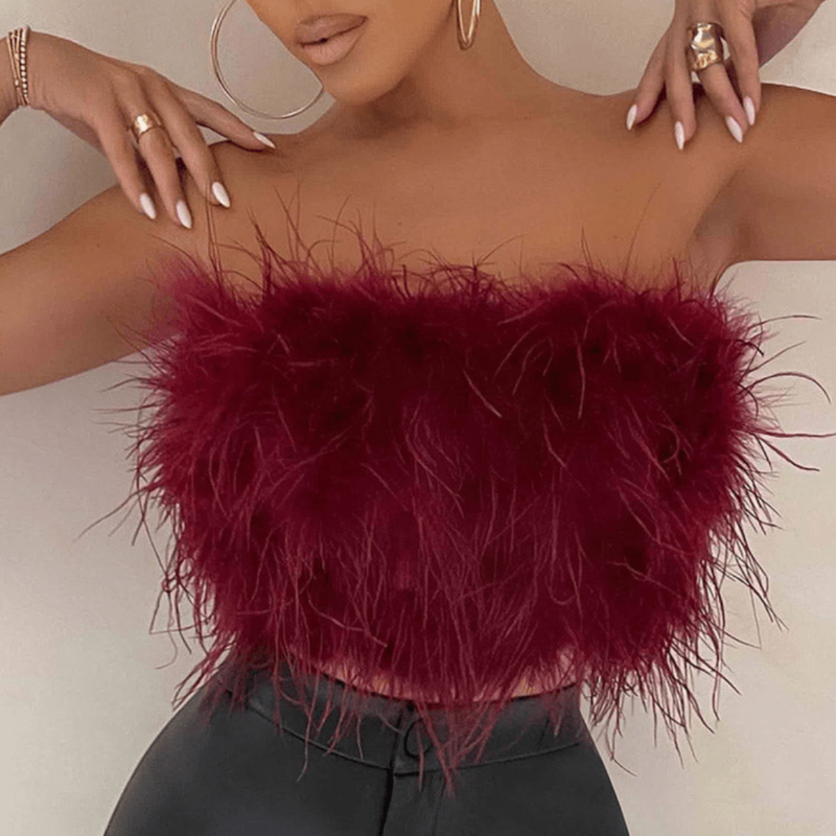 Haut De Fête Bandeau Elégant En Plumes Pour Femmes | Parfait Pour L'été