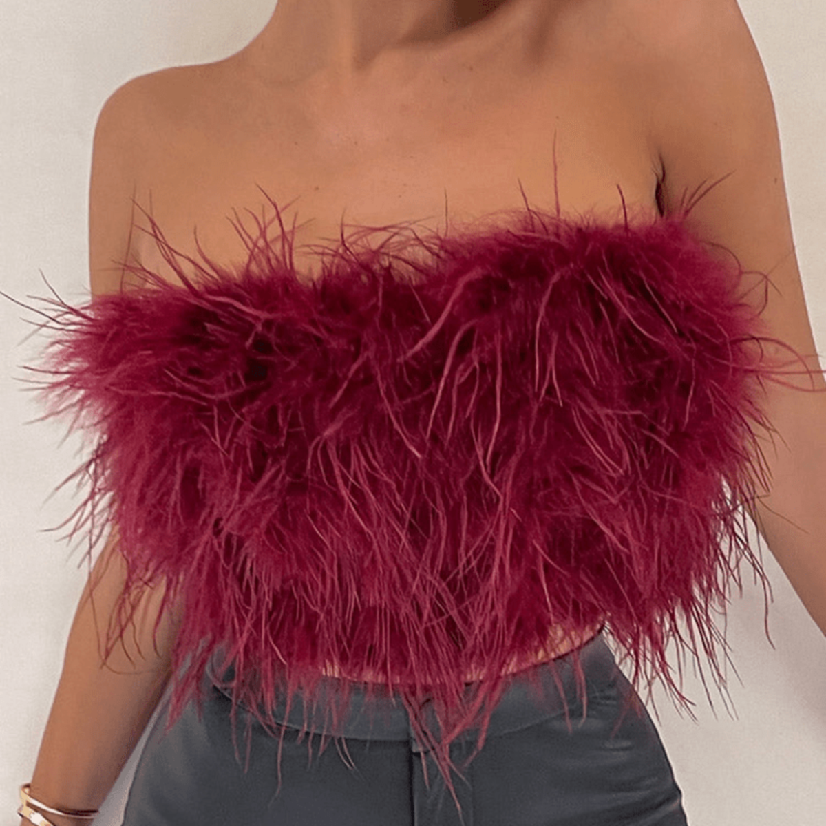 Haut De Fête Bandeau Elégant En Plumes Pour Femmes | Parfait Pour L'été