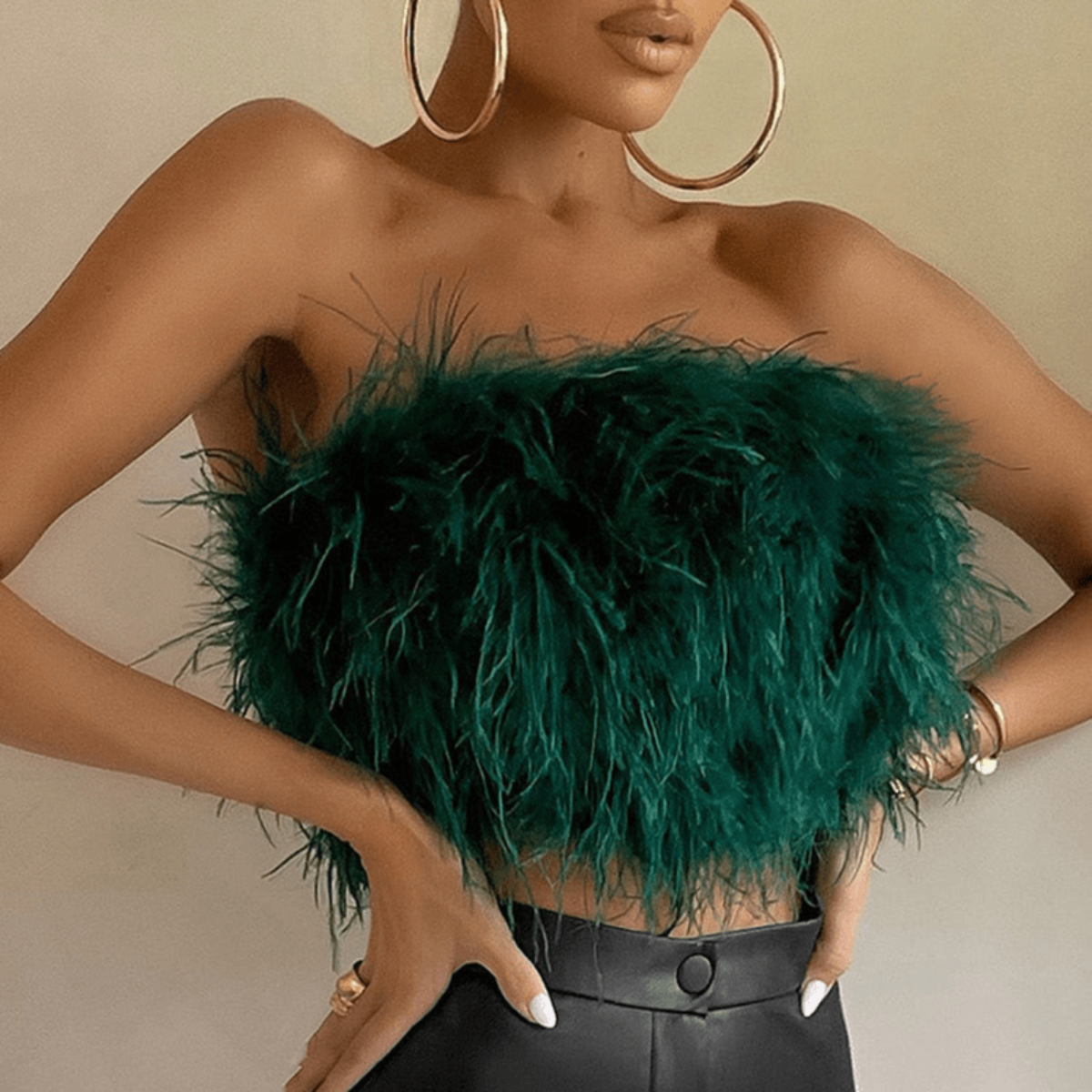 Haut De Fête Bandeau Elégant En Plumes Pour Femmes | Parfait Pour L'été