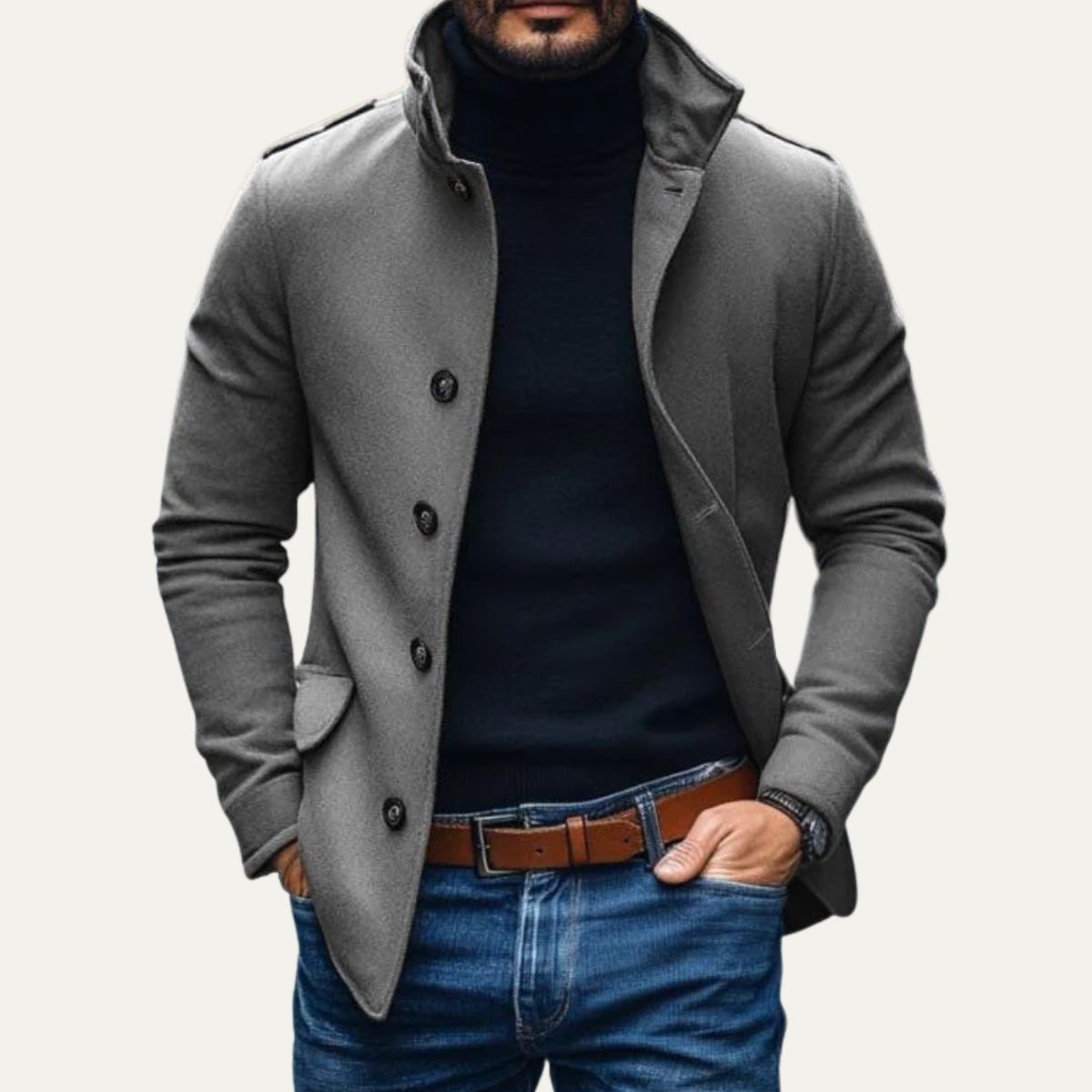 Men’s Button Overcoat | Structured Design