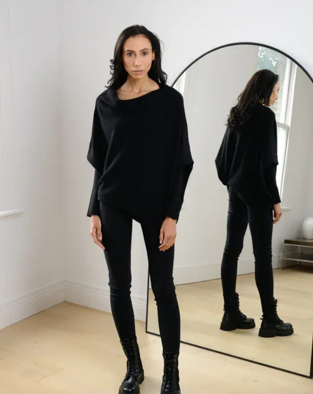 Women’s Off-Shoulder Knit with Swing Collar | Refined Look