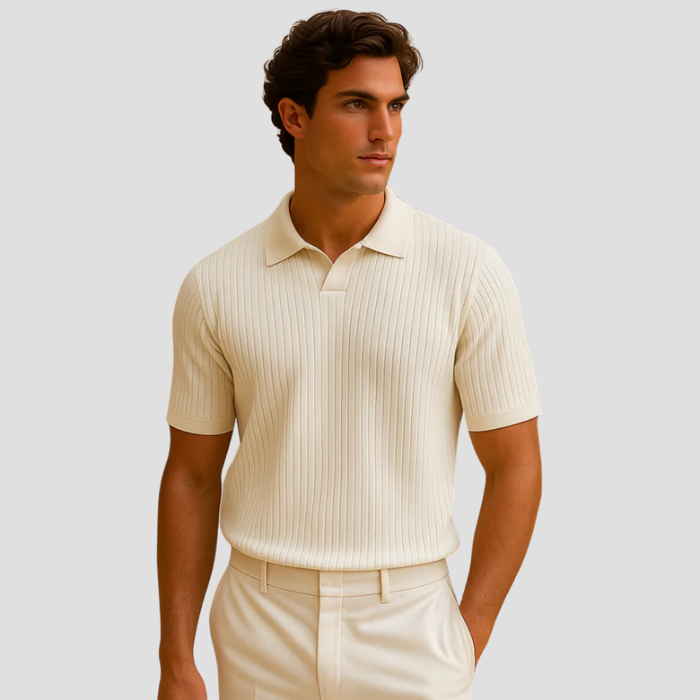 Polo Élegant à Côtes pour Hommes | Tricot Fin