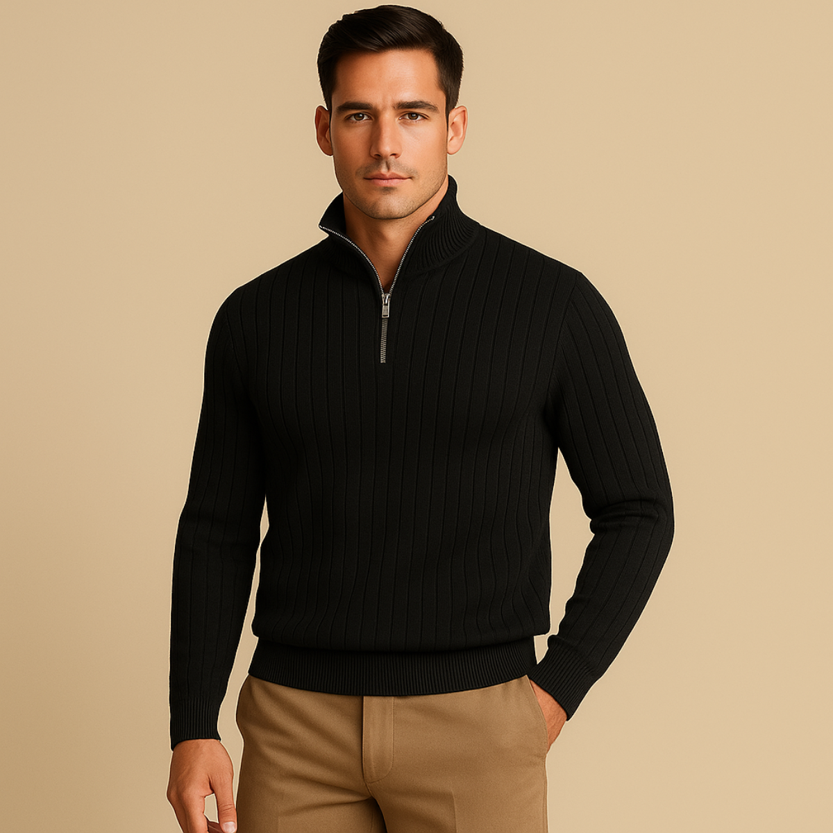 Men’s Half Zip Jumper | Ribbed Design