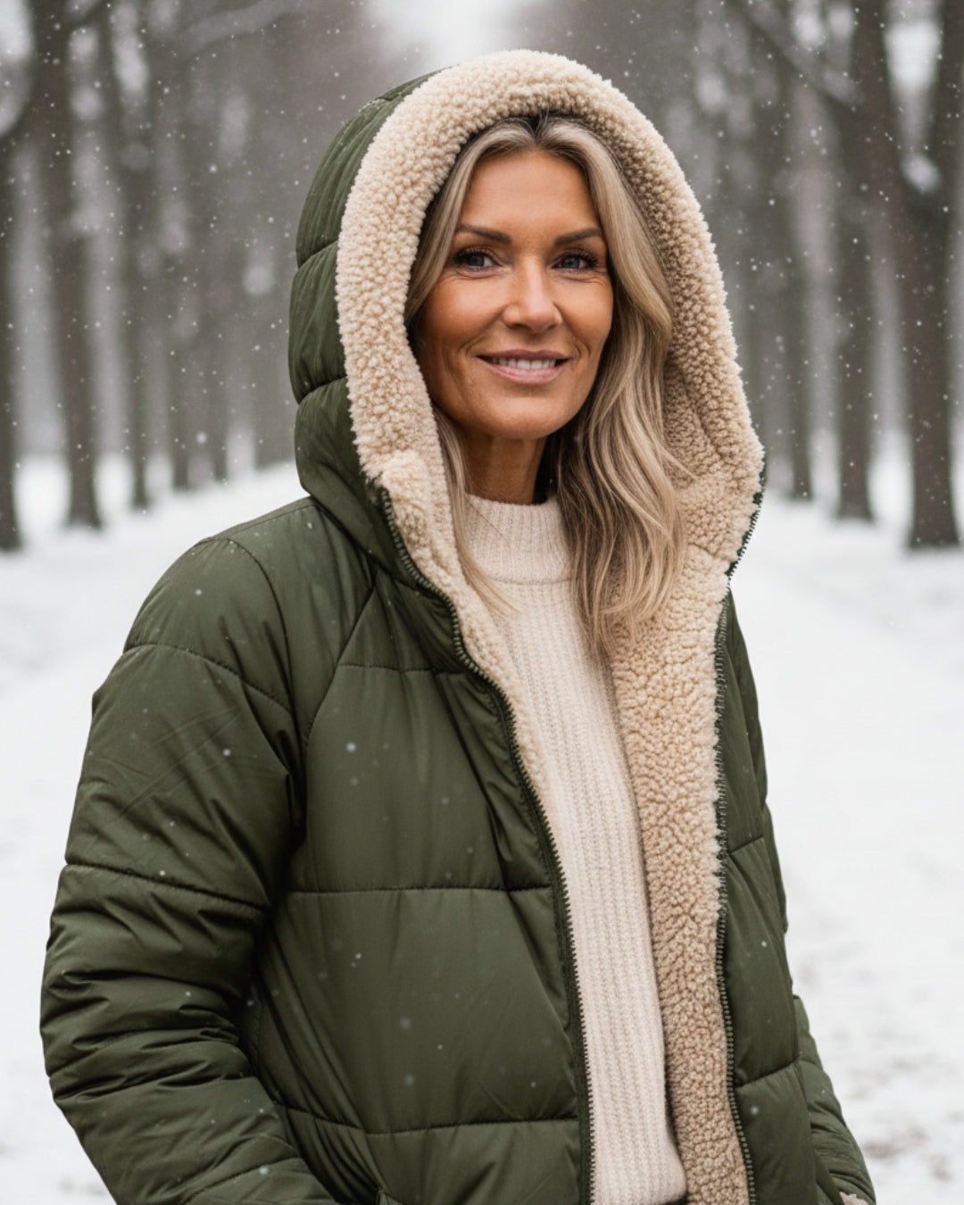 Women’s Long Winter Coat | Quilted Outline