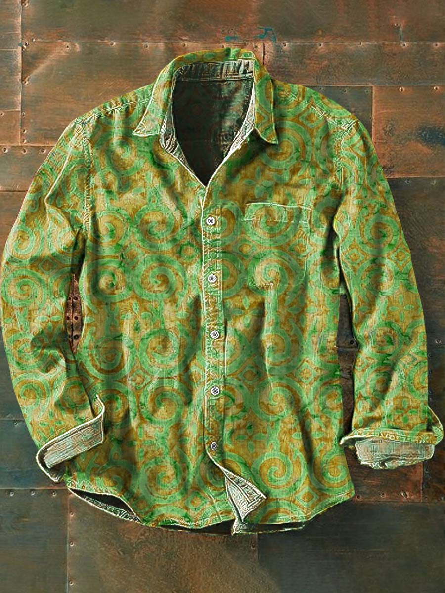 Chemise Décontractée Vintage Pour Hommes A Manches Longues | Loisirs