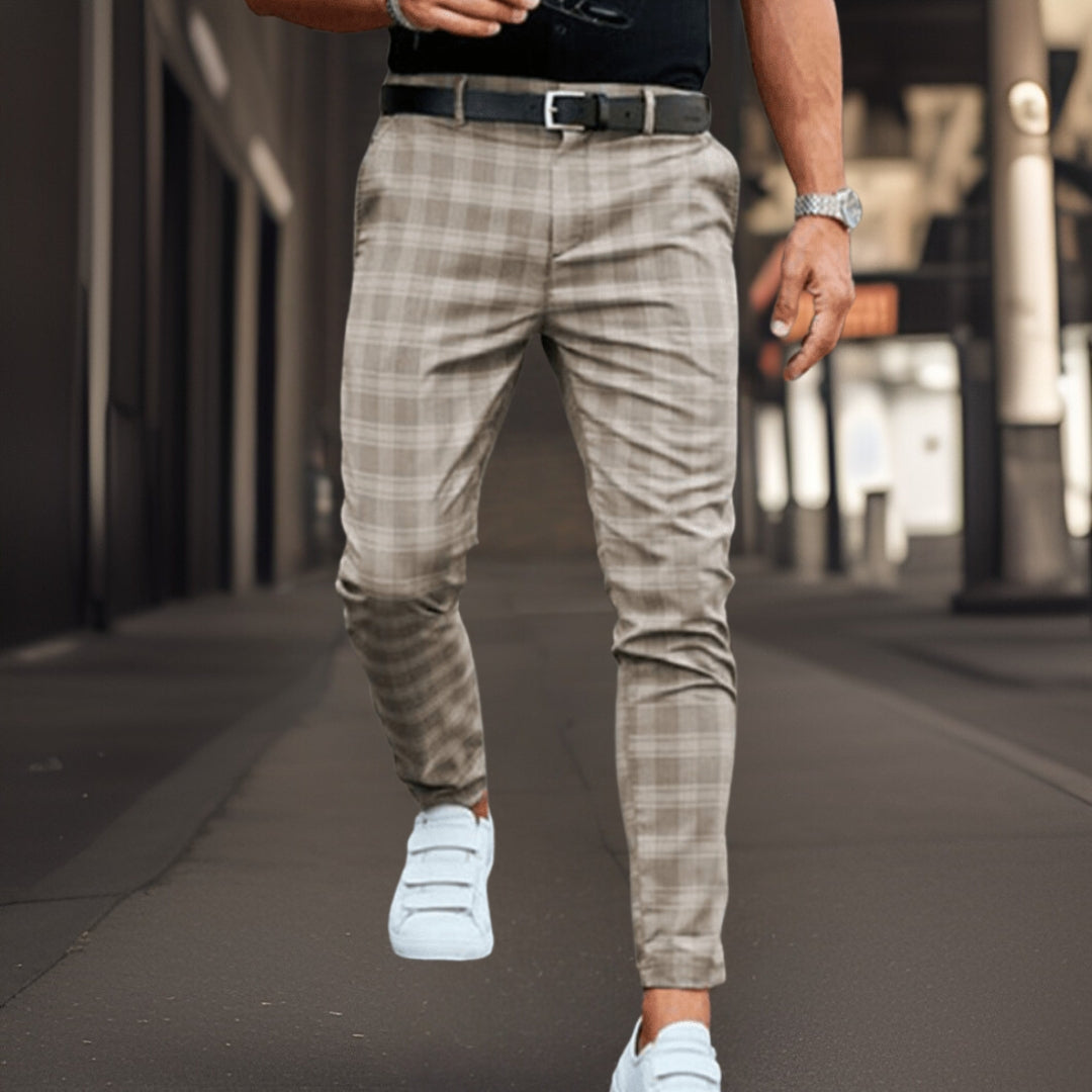 Mens Chinos Slim Fit | Plaid Pattern