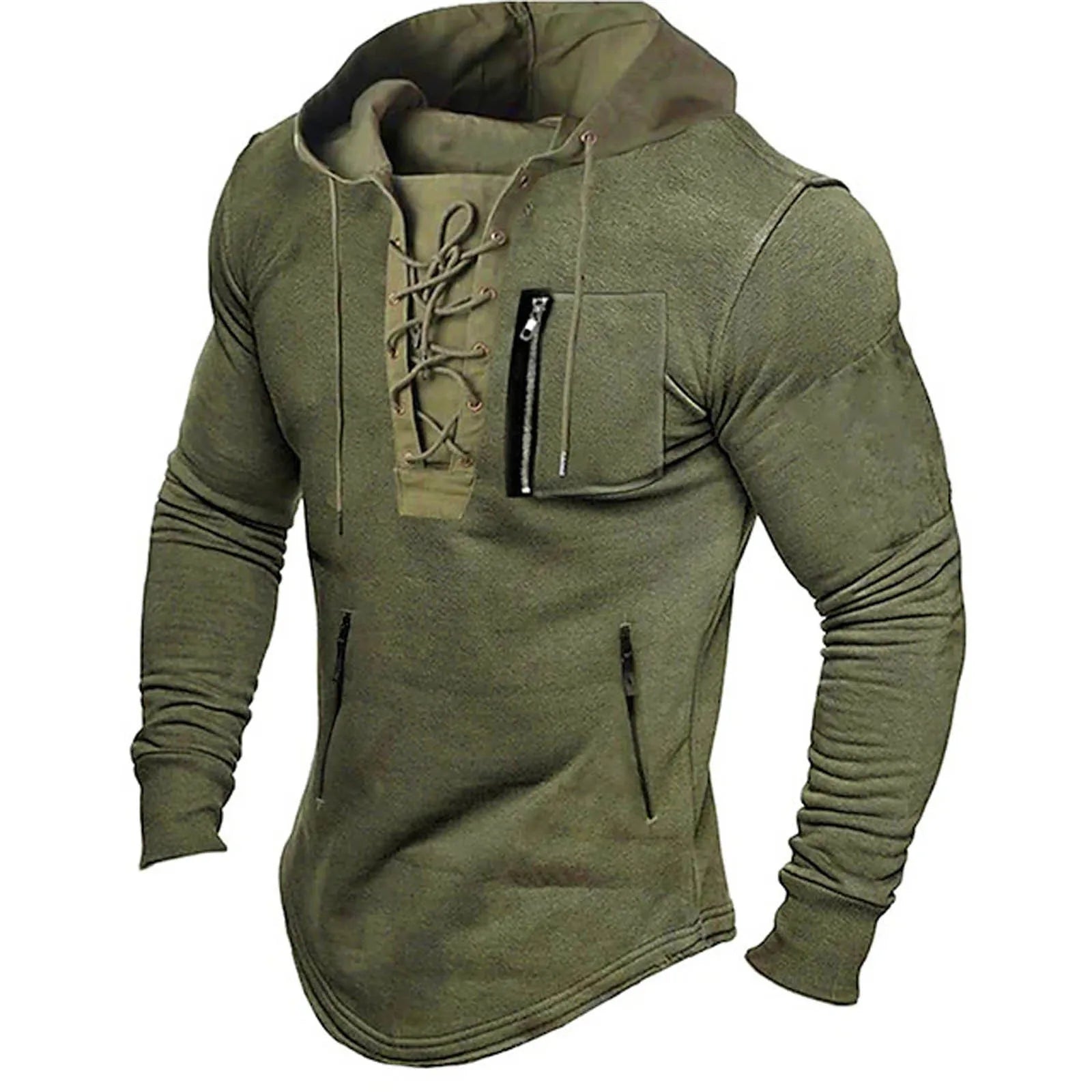 Mens Hoodie Vintage Lace-Up | Classic