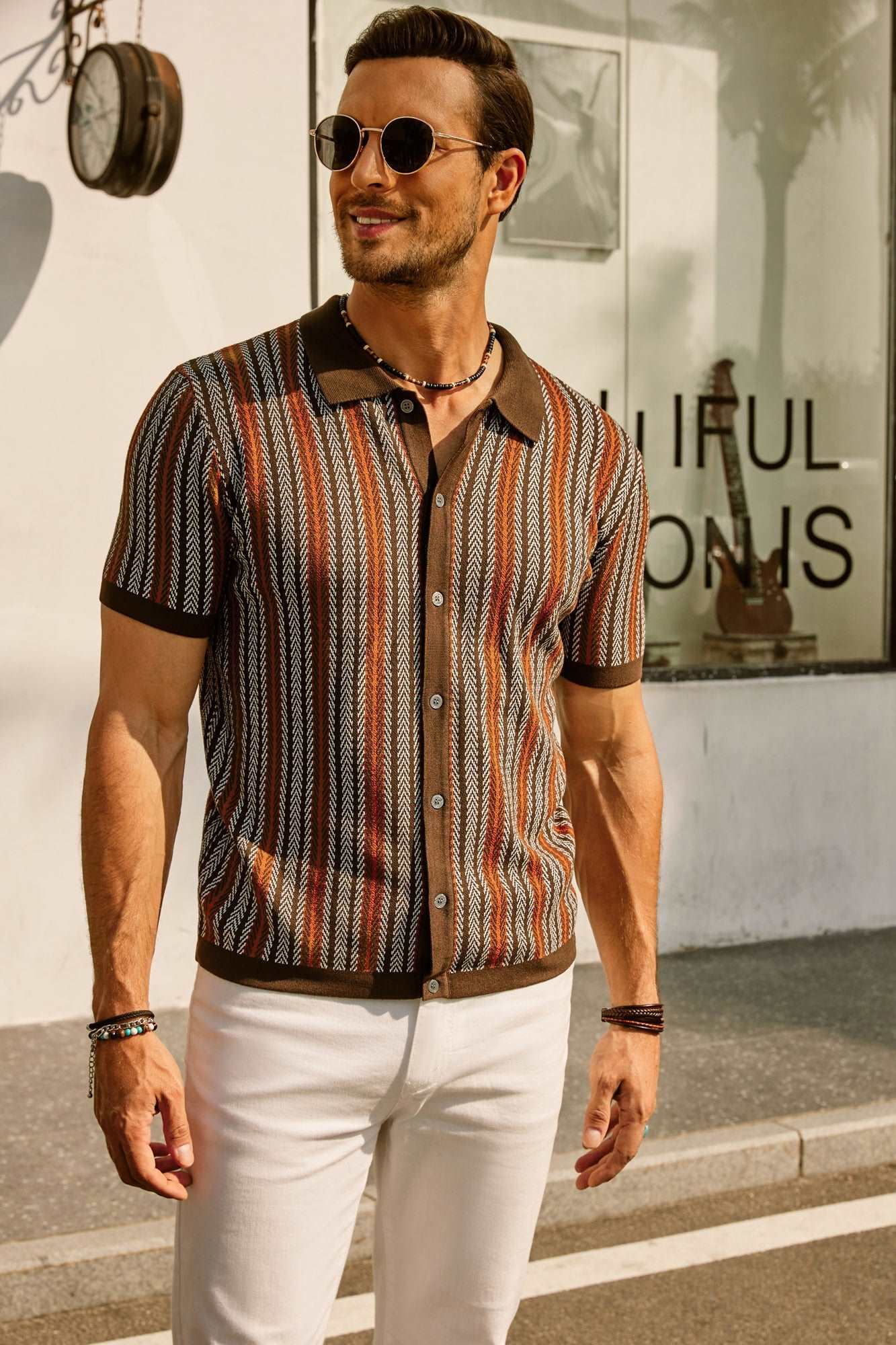 Polo Rayé Rétro Pour Hommes | Décontracté